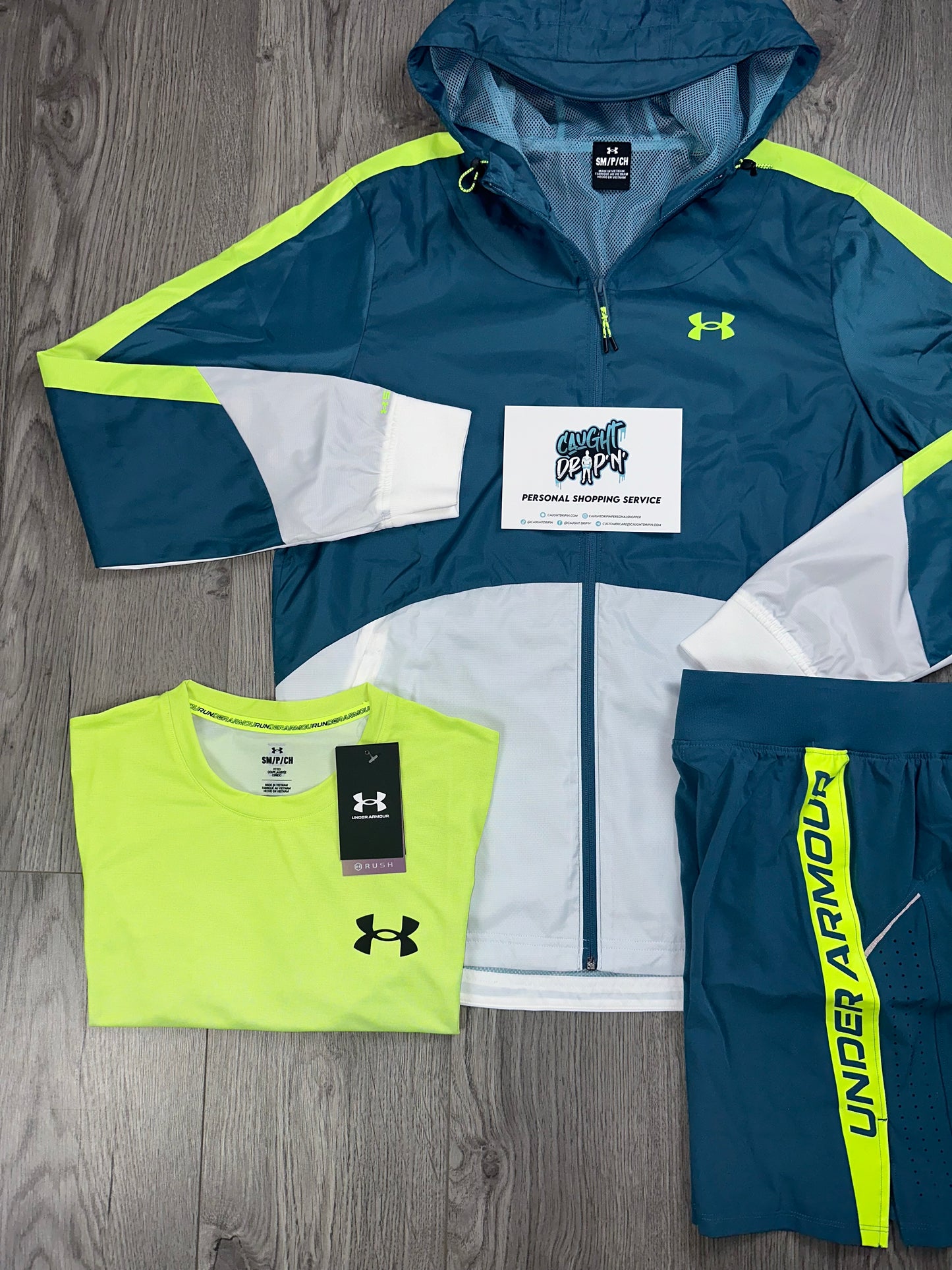 Under Armour 3 Piece Windrunner Set Teal | Lime