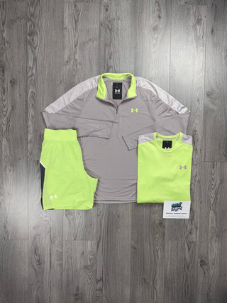 Under Armour 3 Piece Old Season Half Zip Beige |  Lime Green Set