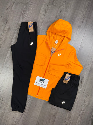 ASICS Windrunner Bright Orange, Black Tracksuit | Shorts Set