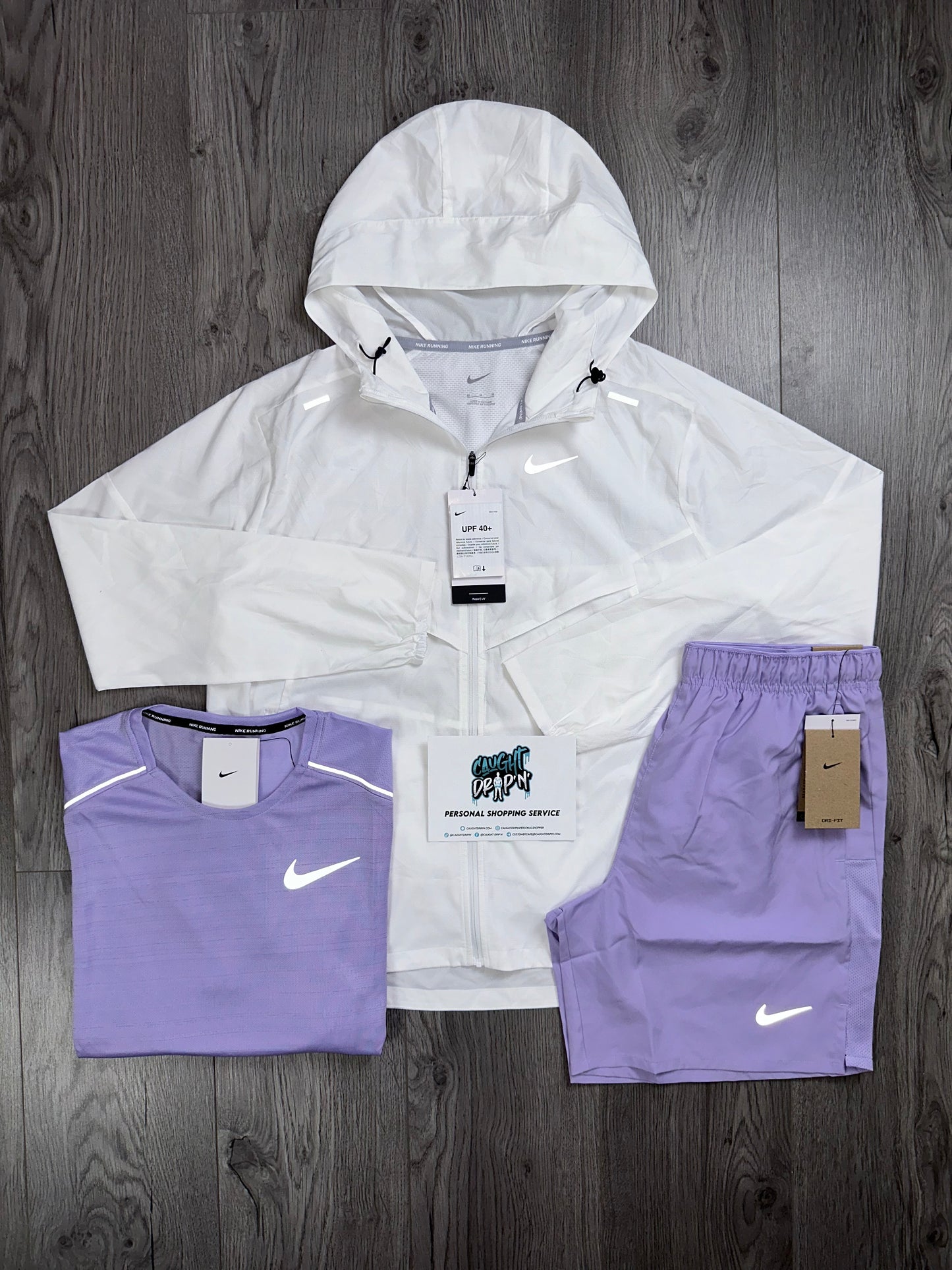 Nike 3 Piece White Windrunner Set | Lavender