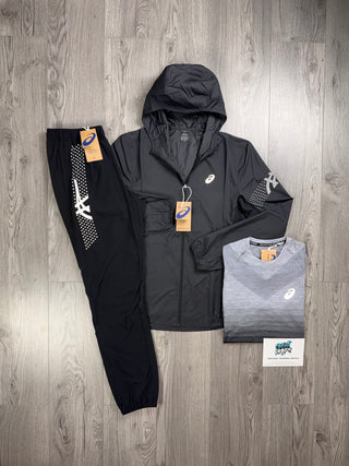 ASICS 3 Piece Icon Windrunner Black | Smoke Grey Tracksuit