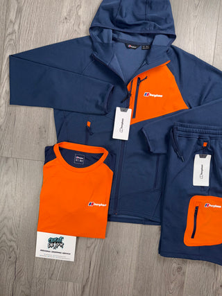 Berghaus 3 Piece Full Zip Obsidian, Bright Orange | Shorts Set