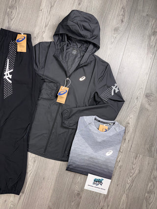ASICS 3 Piece Icon Windrunner Black | Smoke Grey Tracksuit
