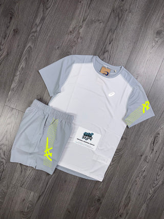 ASICS White, Smoke Grey, Neon Tee | Shorts Set