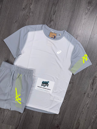 ASICS White, Smoke Grey, Neon Tee | Shorts Set