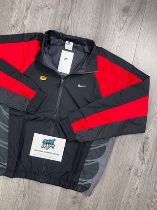 Nike TN Black, University Red Track Jacket (Oversized Fit. Recommend Sizing Down)