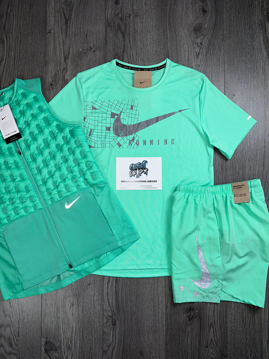 Nike 3 Piece Running Gilet Mint Green Set