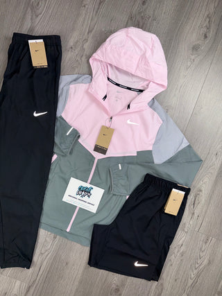 Nike Windrunner Pink Foam, Black Shorts Set | Tracksuit