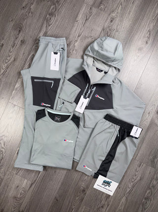 Berghaus 4 Piece Full Zip Light Grey, Dark Grey Tracksuit | Shorts Set