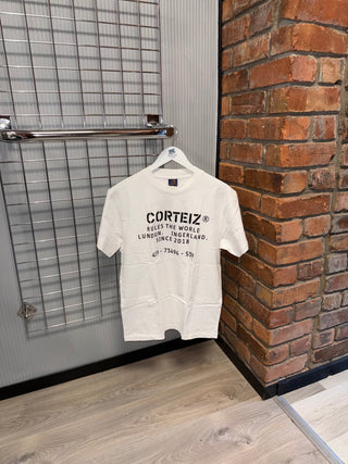 Corteiz White Tee, Black Writing & Numbers Logo