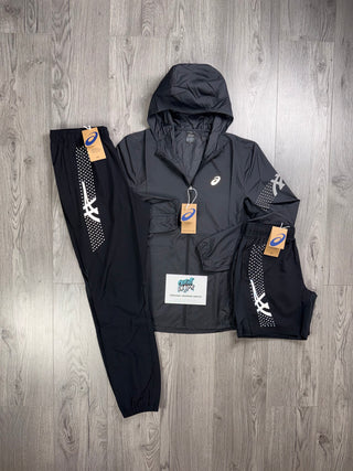 ASICS Icon Windrunner Black, Smoke Grey Tracksuit | Shorts Set