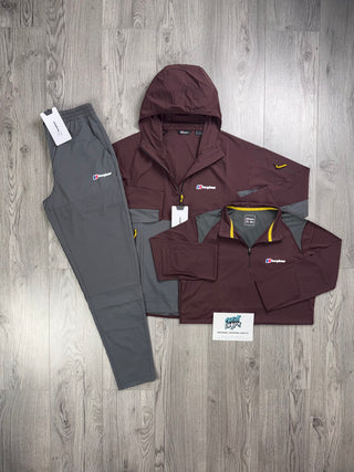 Berghaus 3 Piece Theran, Half Zip Maroon | Dark Grey Tracksuit