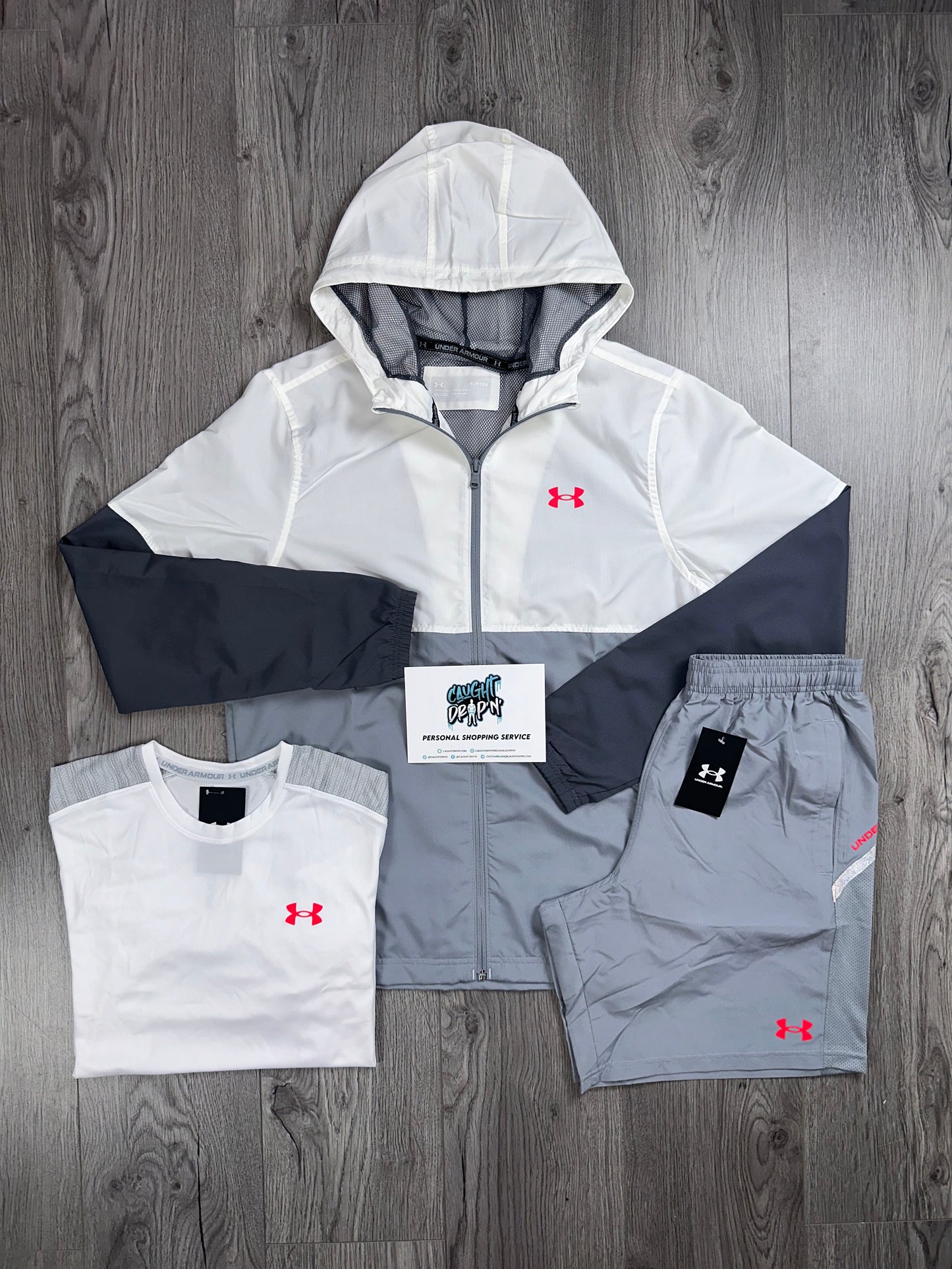 Under Armour 3 Piece Windrunner Set Grey | White