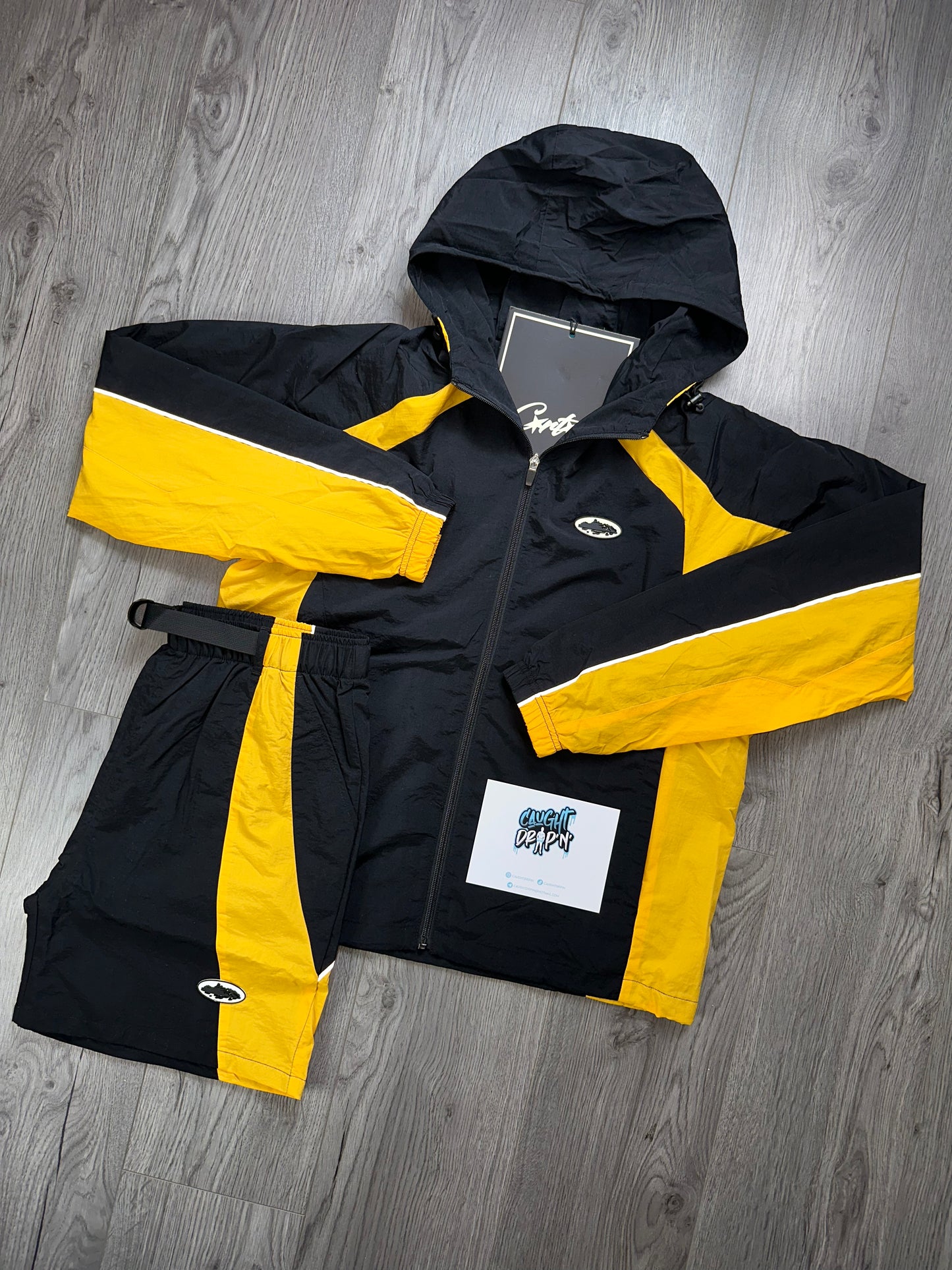 Corteiz Black | Yellow Windbreaker Set