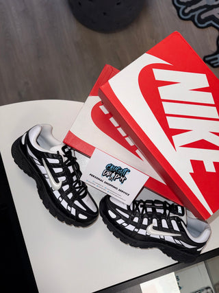 Nike P-6000 Black, White Leather Material 2025 (Please Note. Custom Made. 4 Week Wait For Manufacture & Arrival)