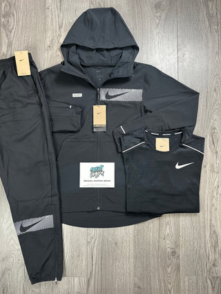 Nike 3 Piece Woven Performance Tracksuit Black, Silver | OG Miler Tee