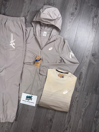 ASICS 3 Piece Icon Windrunner Beige Cream Tracksuit