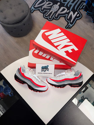 Nike Air Max 95’s White Platinum | Crimson Red 2018