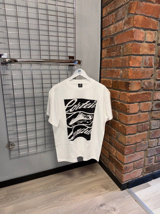 Corteiz Cloud Puff White Tee, Black Logo