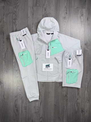 Berghaus 3 Piece Full Zip Light Grey, Mint Tracksuit | Shorts Set
