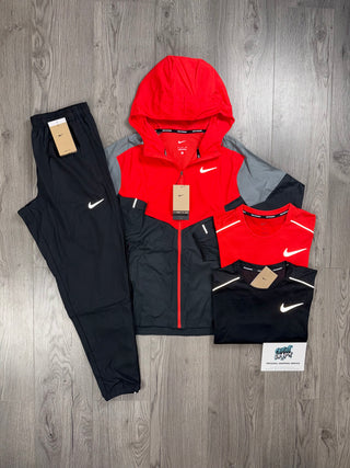 Nike 4 Piece Windrunner Light Crimson Red | OG Black Miler | OG Crimson Red Miler Tracksuit