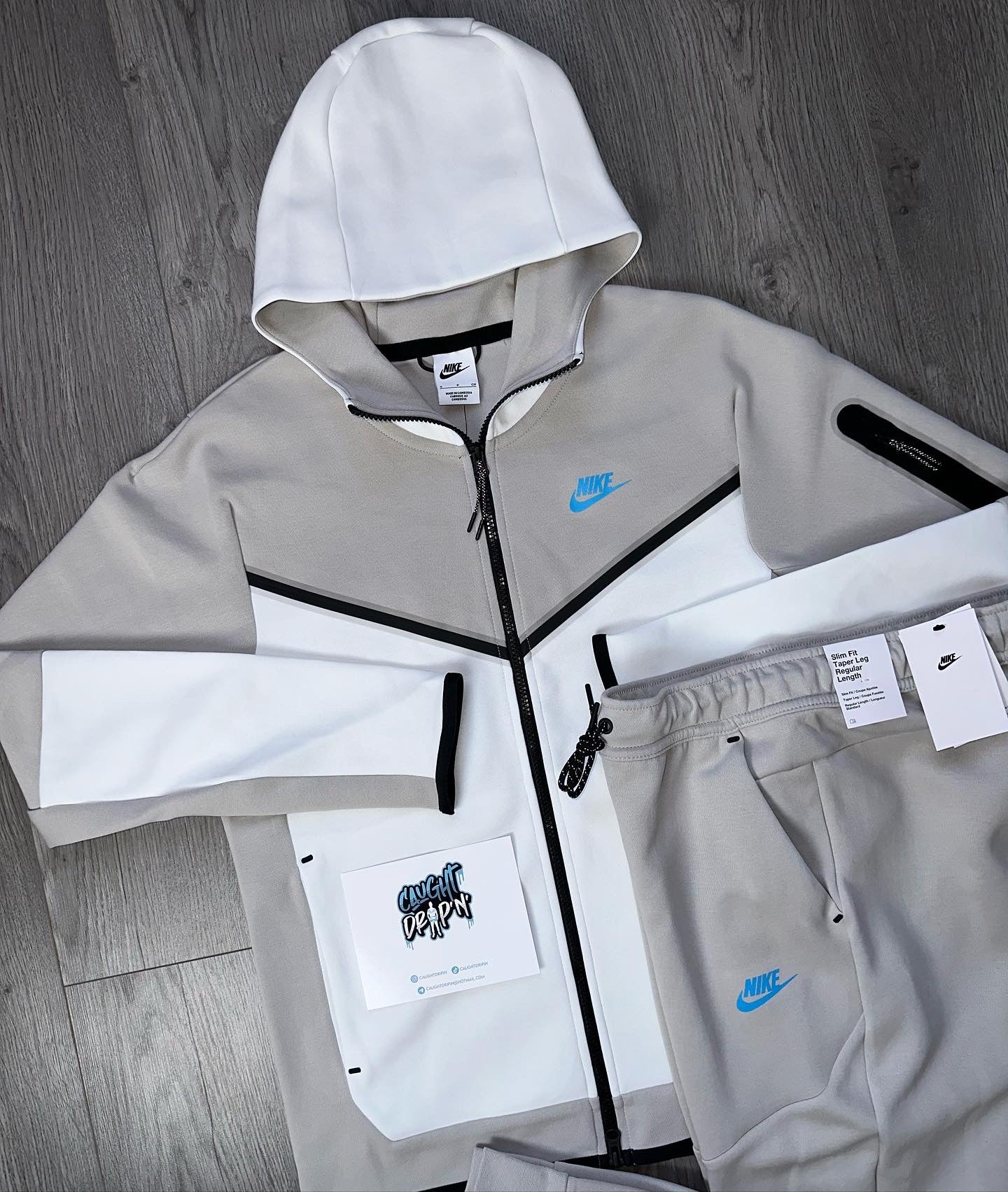 Nike Tech Fleece Light Iron Ore Grey Baby Blue Caught Drip N