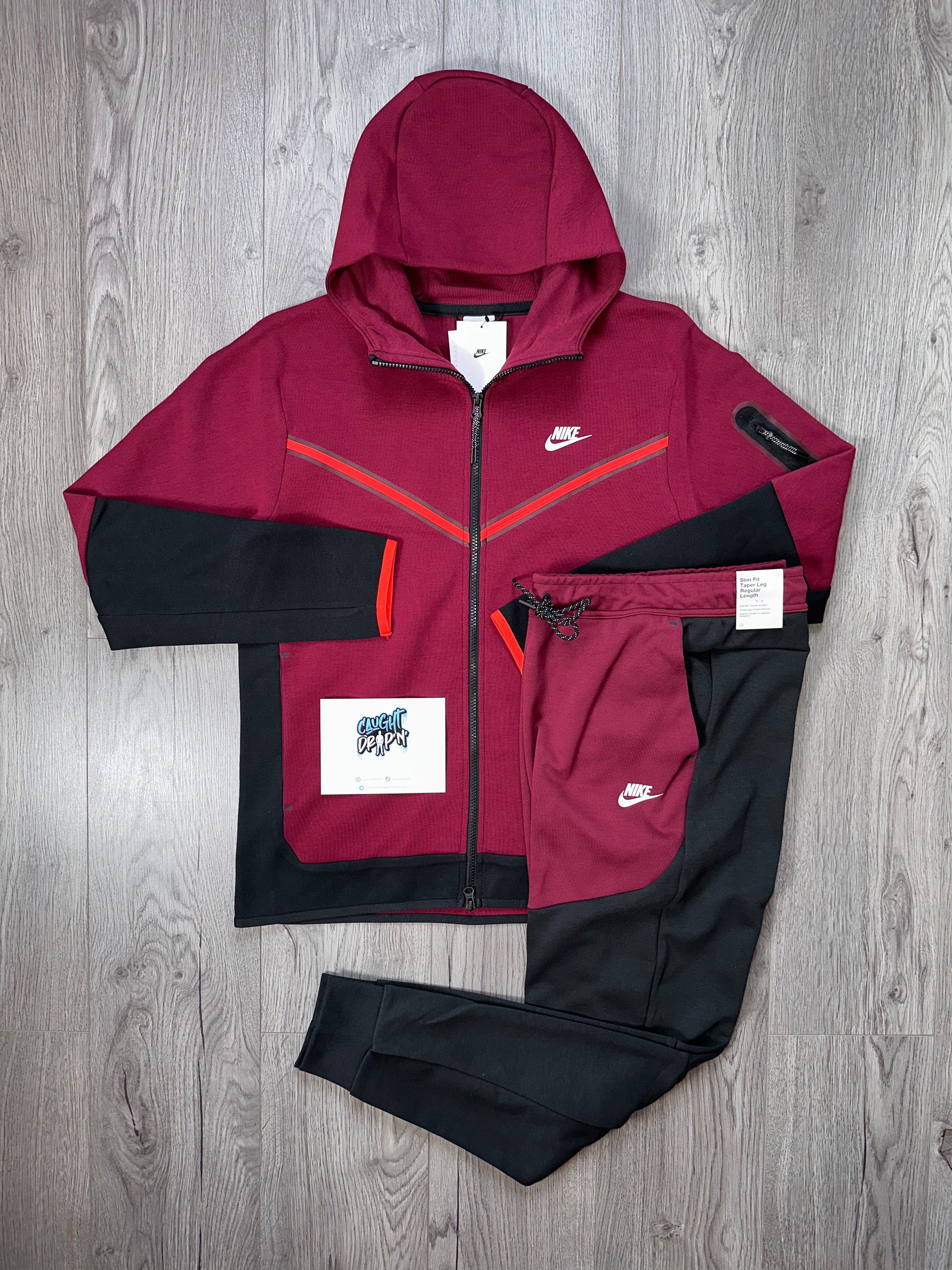 Burgundy nike online tech sweatsuit